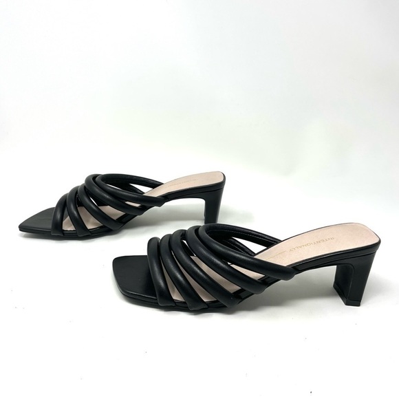 Intentionally Blank Willow III Black Tubular Leather Strap Slide Sandals Size 8 - Picture 6 of 13